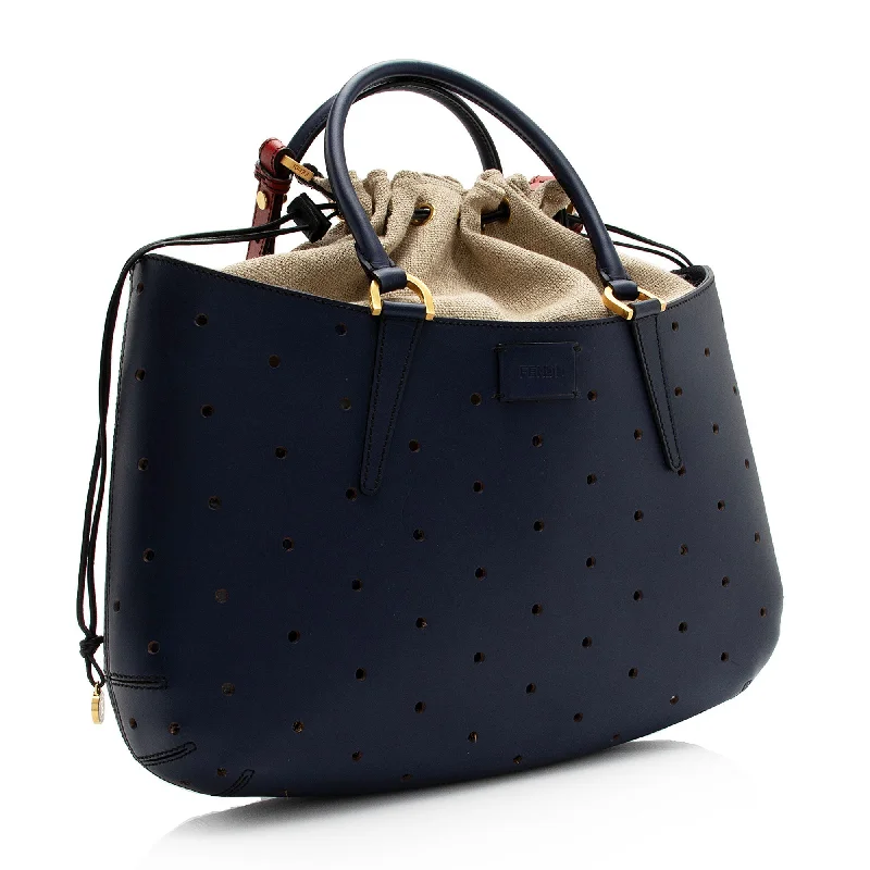 Retro Lovers Fendi Perforated Leather B Fab Medium Tote (SHF-9CEMrX)