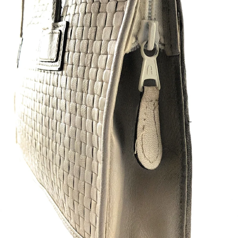 Affordable Bags Fendi Vintage Dual Handle Woven Leather Cream Tote