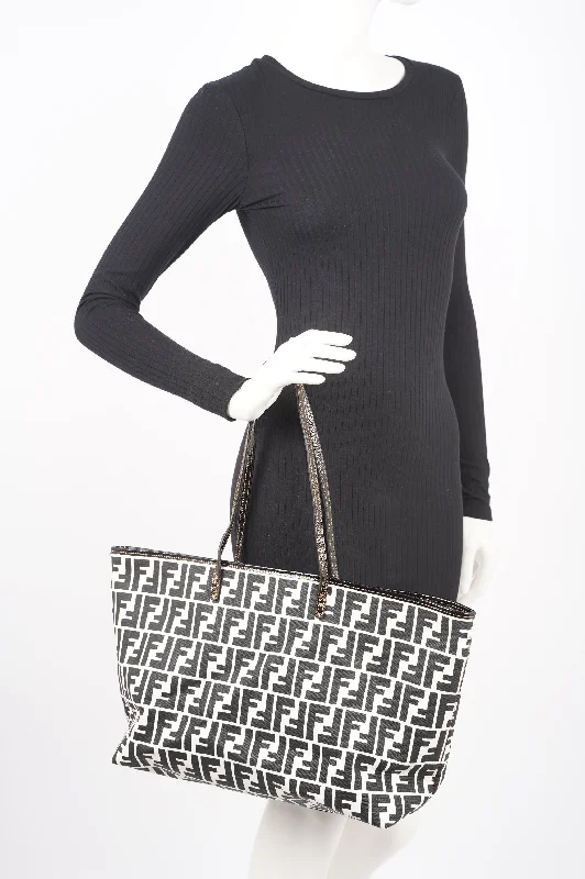 Senior Travelers Fendi Womens Zucca Tote Bag Black / White