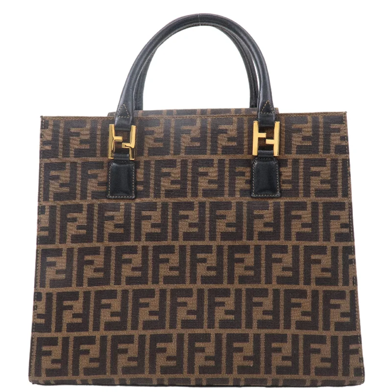 Discounted Designer Bags For Clearance Sale FENDI Zucca Canvas Leather Tote Bag Brown Black 15095 Discounted Designer Bags For Clearance Sale FENDI Zucca Canvas Leather Tote Bag Brown Black 15095