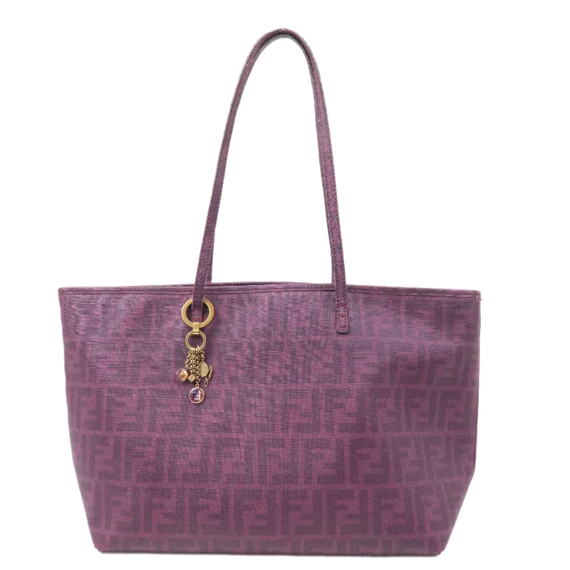 Festive Holiday Gift Bags FENDI Zucca Logo Print PVC Leather Tote Bag Purple 8BH198 Festive Holiday Gift Bags FENDI Zucca Logo Print PVC Leather Tote Bag Purple 8BH198