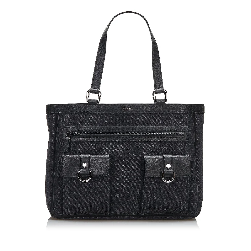 Tote Bag For Everyday Use Gucci Abbey D-Ring Tote Bag Black GG Canvas