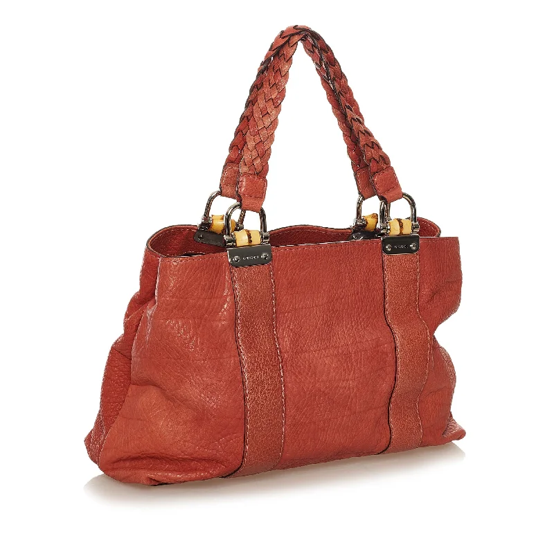 Vibrant Bags With Discounts Gucci Bamboo Bar Tote Bag Red