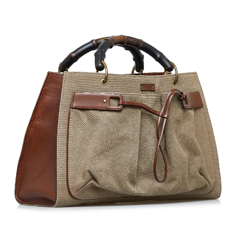 Bags With Discounts Gucci Bamboo Canvas Tote Bag (SHG-Rl4F7t)
