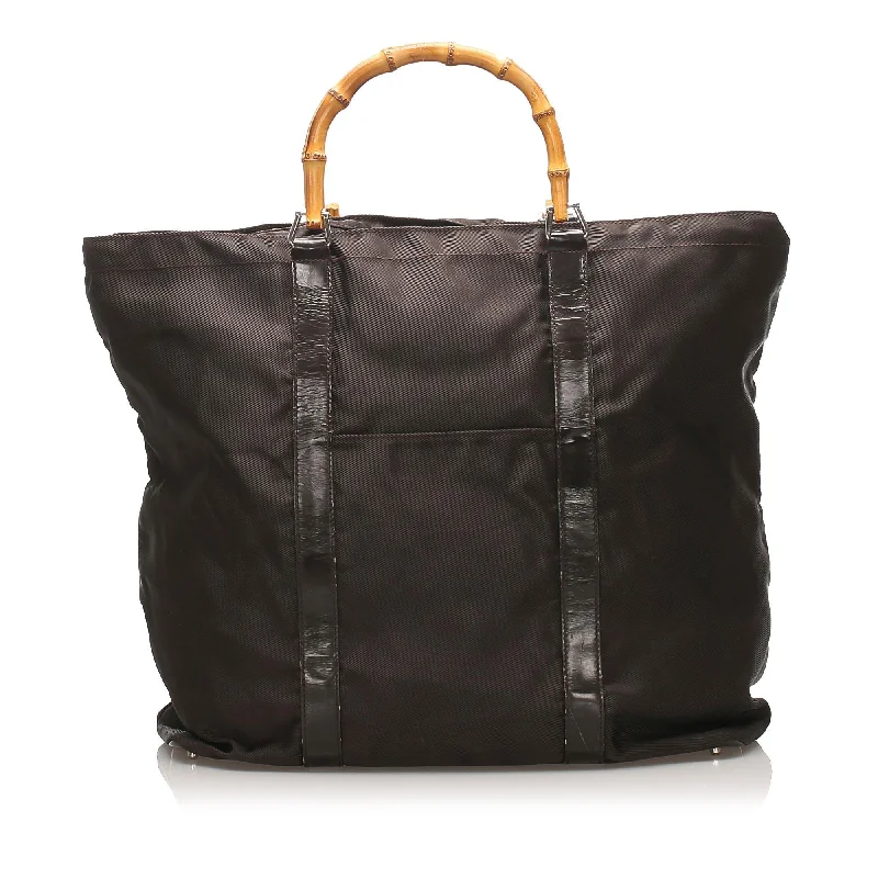 Designer Bags For Luxury Collectors Gucci Bamboo Nylon Tote Bag (SHG-11038)