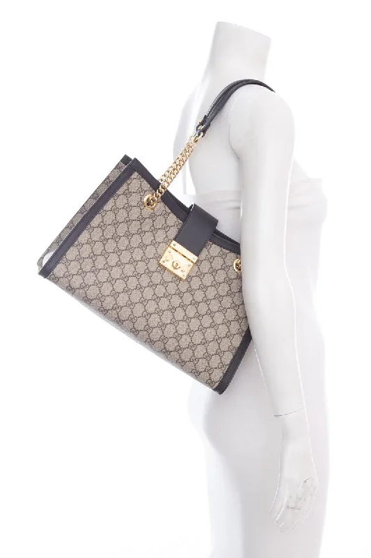 Valentine's Day Gucci Black GG Supreme Padlock Series Tote