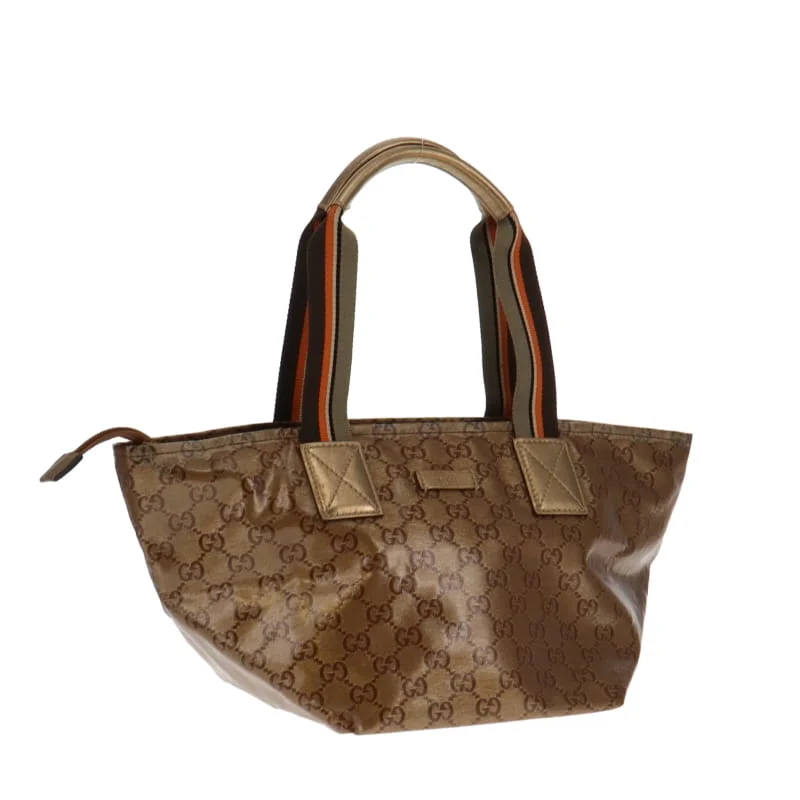Senior Travelers Gucci Crystal GG Gold Small Tote With Orange Web Stripe