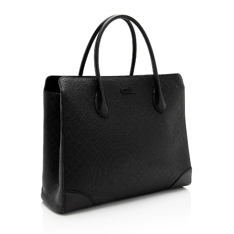Stylish Bags With Discounts Gucci Diamante Leather Bright Medium Tote (SHF-wVVyJu)