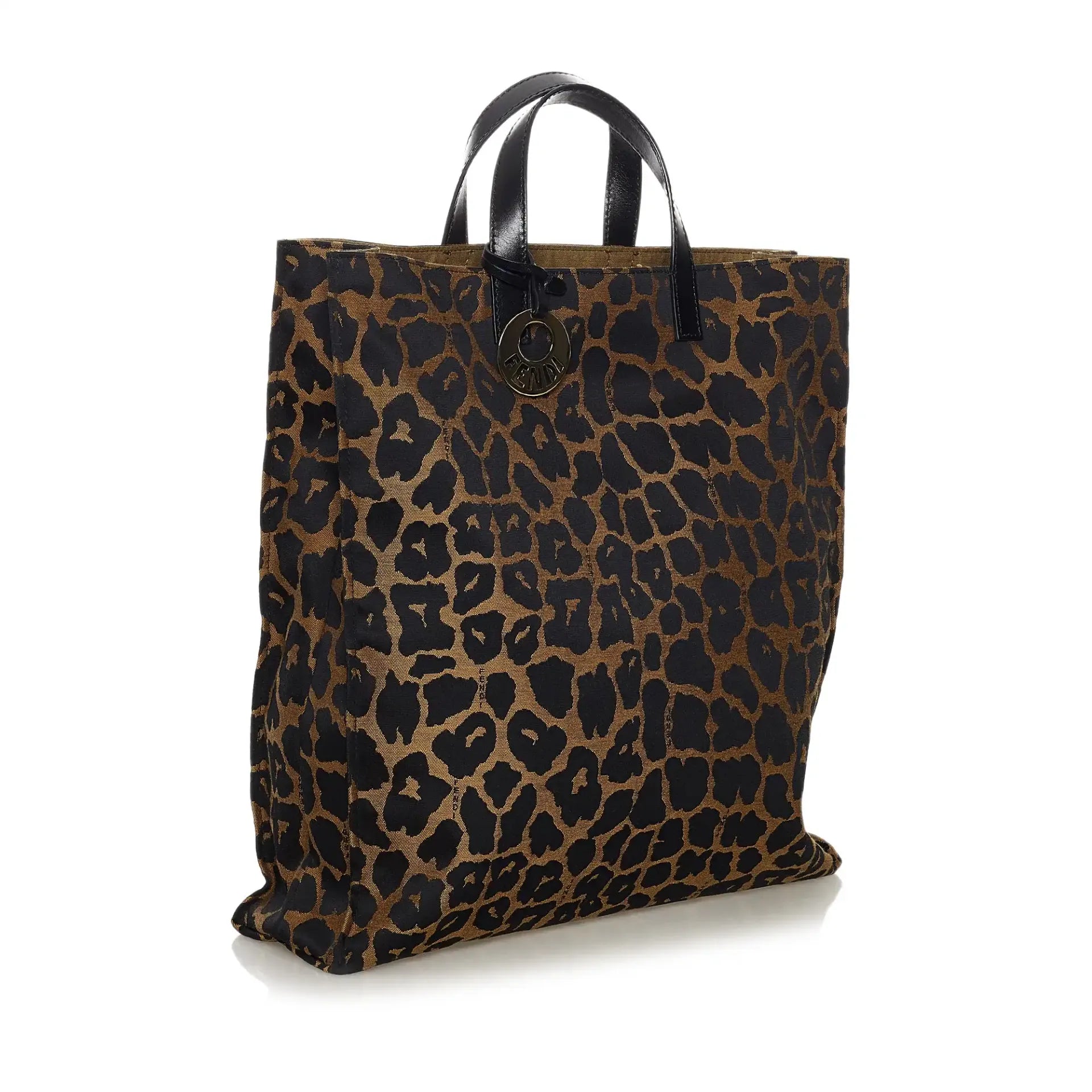 Cyber Monday Discounts On Bags Fendi Tote Bag Brown Leopard Printed Nylon Canvas