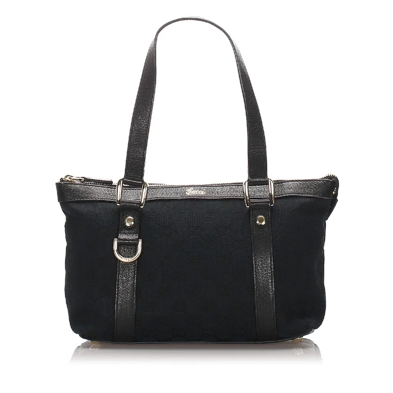Bags For Playful And Chic Styles Gucci Black Canvas Fabric GG Tote Bag Italy