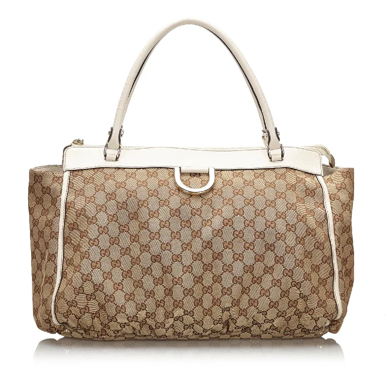 Anti-Theft And Budget-Friendly Bags Gucci Brown Beige Canvas Fabric GG Abbey-D Ring Tote Bag Italy Anti-Theft And Budget-Friendly Bags Gucci Brown Beige Canvas Fabric GG Abbey-D Ring Tote Bag Italy