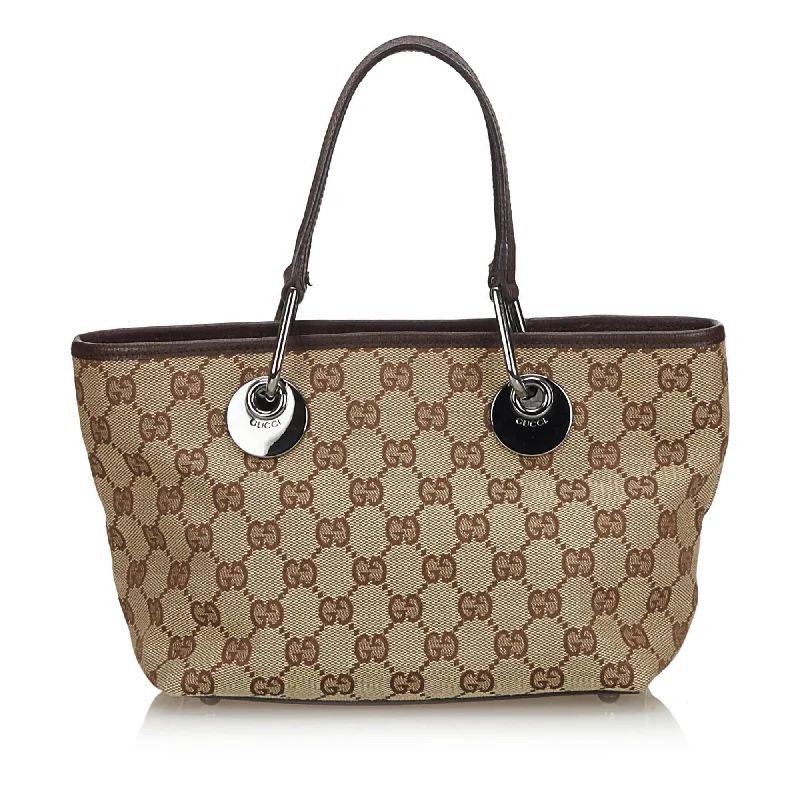 Trendy Bags For Sales Gucci Brown Beige Canvas Fabric GG Eclipse Tote Bag Italy