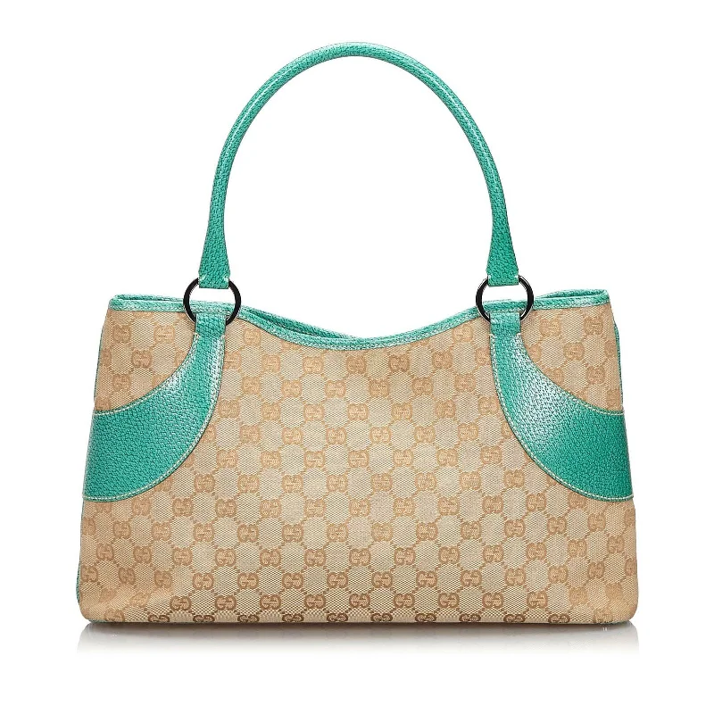 Bags With Limited-Time Deals Gucci Brown Beige Canvas Fabric GG Tote Bag Italy