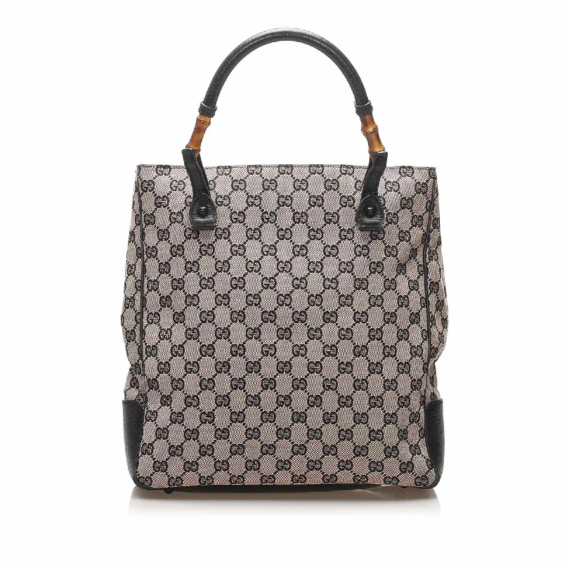 Cyber Monday Discounts On Bags Gucci GG Canvas Bamboo Tote Bag (SHG-12438)