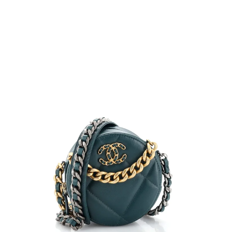 Bags For Sporty And Athletic Styles 19 Round Clutch with Chain Quilted Leather