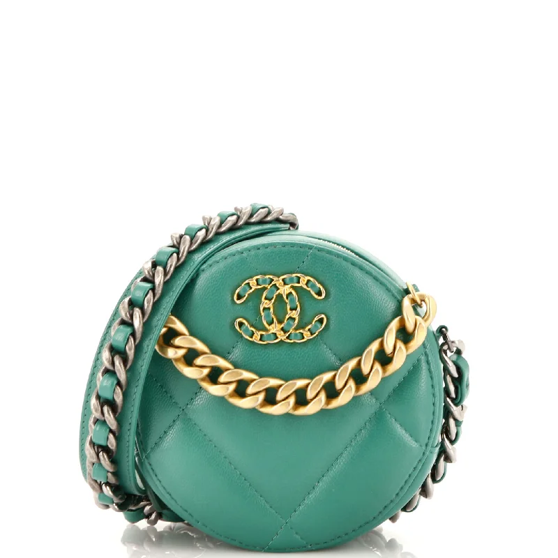 Evening Events 19 Round Clutch with Chain Quilted Leather