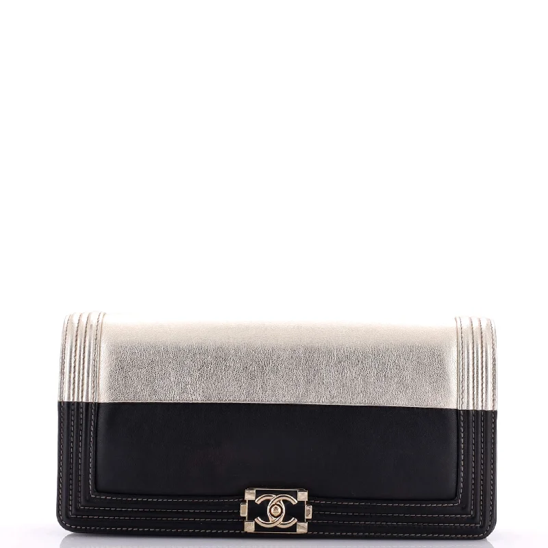 Bold Fashionistas Bicolor Boy Flap Clutch Calfskin Small