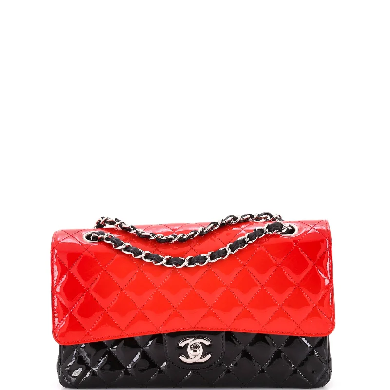 Festive Holiday Gift Bags Bicolor Classic Double Flap Bag Quilted Patent Medium