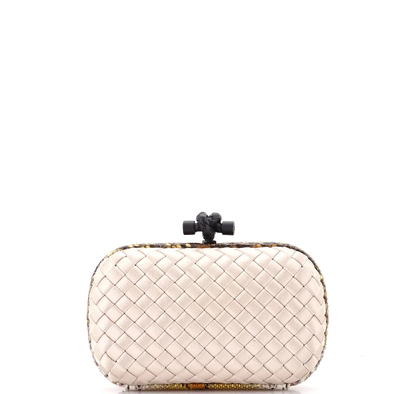 Festive Holiday Gift Bags Box Knot Clutch Intrecciato Satin Small