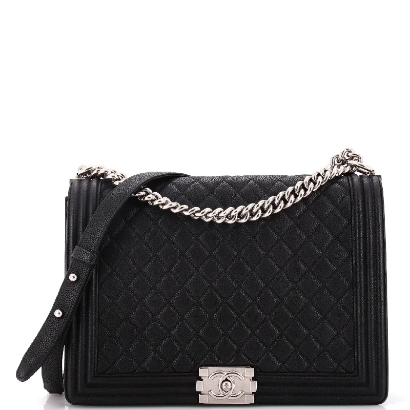 Eco-Friendly Bags For Sustainable Fashion Lovers Boy Flap Bag Quilted Caviar Large