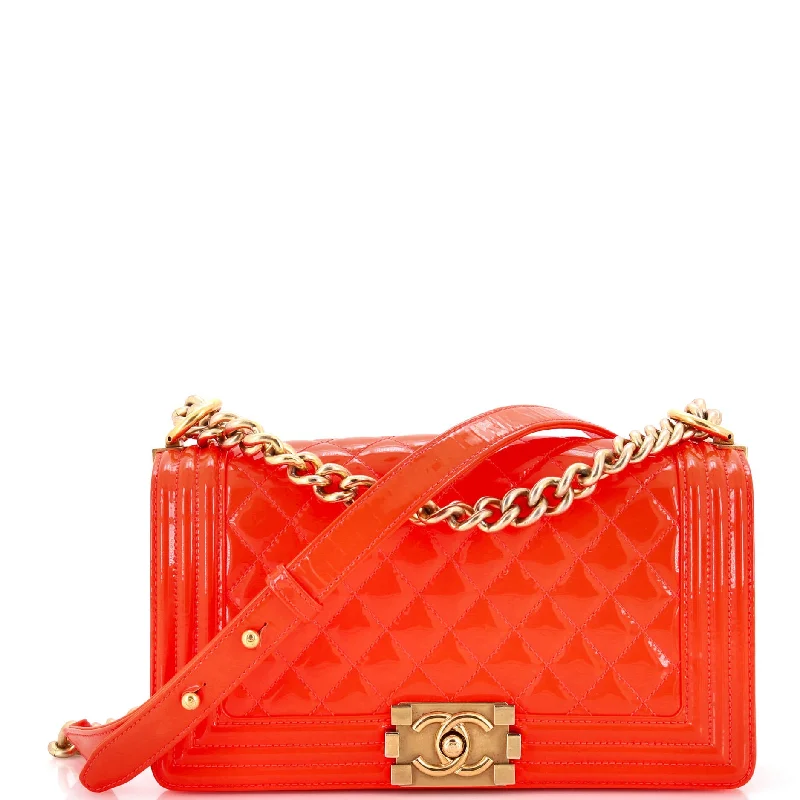 Uxury Designer Handbag Brands Boy Flap Bag Quilted Patent Old Medium