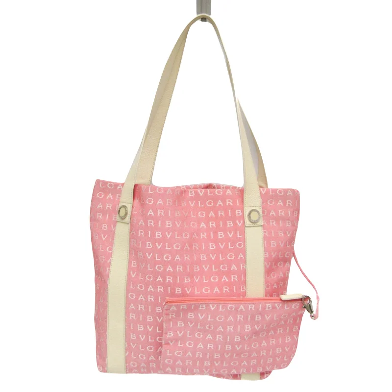 Evening Events Bulgari Logo Mania  Canvas Tote Bag (Pre-Owned)