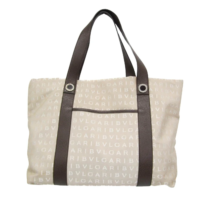 Bags With Discounts Bulgari Logo Mania  Canvas Tote Bag (Pre-Owned)