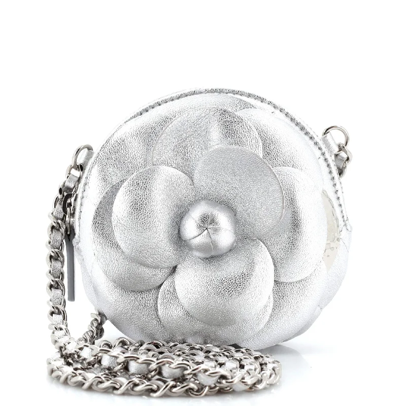 Party Bags For New Year's Eve And Special Occasions Camellia Round Clutch with Chain Lambskin Party Bags For New Year's Eve And Special Occasions Camellia Round Clutch with Chain Lambskin
