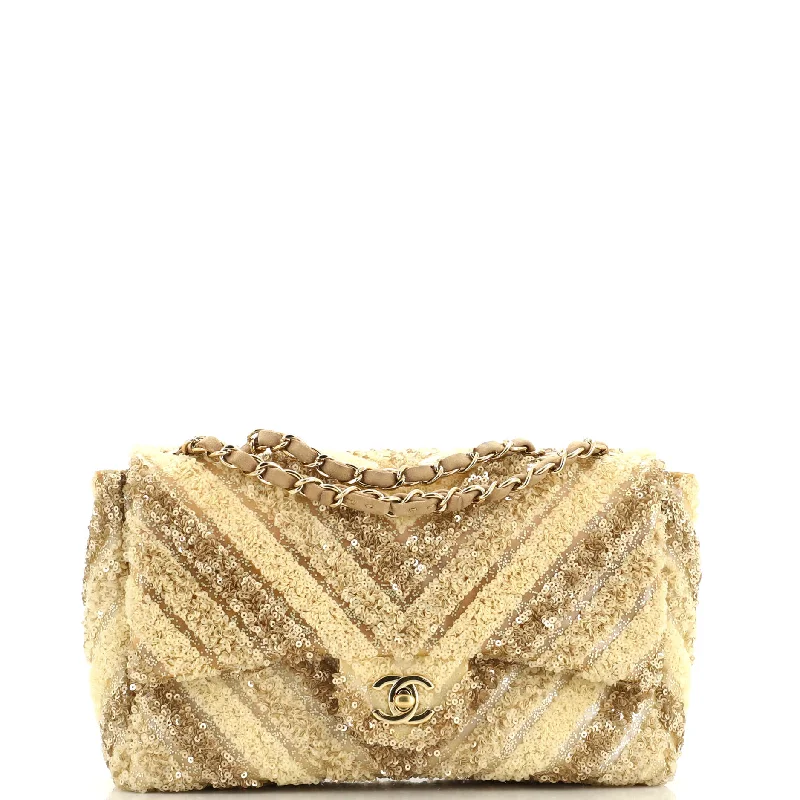 Bags For Personalized Gifts CC Flap Bag Chevron Sequins Medium