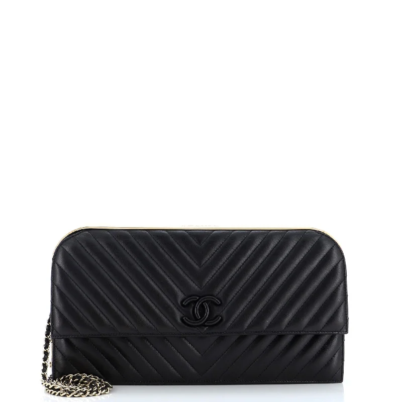Bag Deals CC Frame Clutch Chevron Lambskin