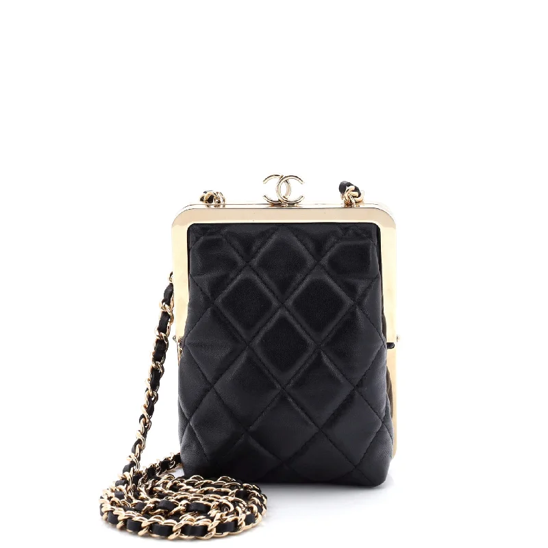 Odor-Resistant And Budget Bags CC Frame Clutch with Chain Quilted Lambskin and Plexiglass Odor-Resistant And Budget Bags CC Frame Clutch with Chain Quilted Lambskin and Plexiglass