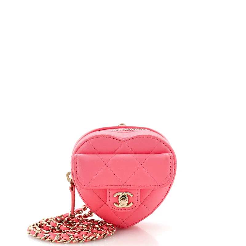 Party Bags For New Year's Eve And Special Occasions CC in Love Heart Chain Necklace Zip Coin Purse Quilted Lambskin Party Bags For New Year's Eve And Special Occasions CC in Love Heart Chain Necklace Zip Coin Purse Quilted Lambskin