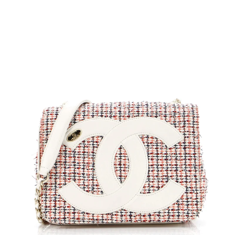 Luxury Bags For Working Professionals CC Mania Flap Bag Tweed with Lambskin Small