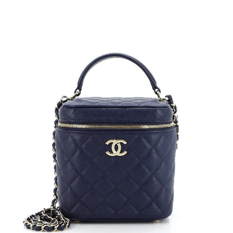 Luxury Bags For Working Professionals CC Top Handle Vanity Case with Chain Quilted Caviar Small Luxury Bags For Working Professionals CC Top Handle Vanity Case with Chain Quilted Caviar Small