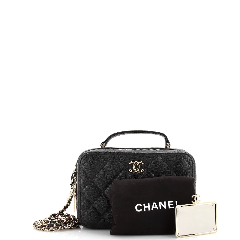 Modern And Limited-Time Offer Bags CC Zip Around Top Handle Vanity Case with Chain Quilted Caviar Small Modern And Limited-Time Offer Bags CC Zip Around Top Handle Vanity Case with Chain Quilted Caviar Small