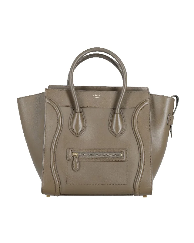 Bags With Limited-Time Deals Celine Mini Luggage Tote Bag in Brown Calfskin Leather