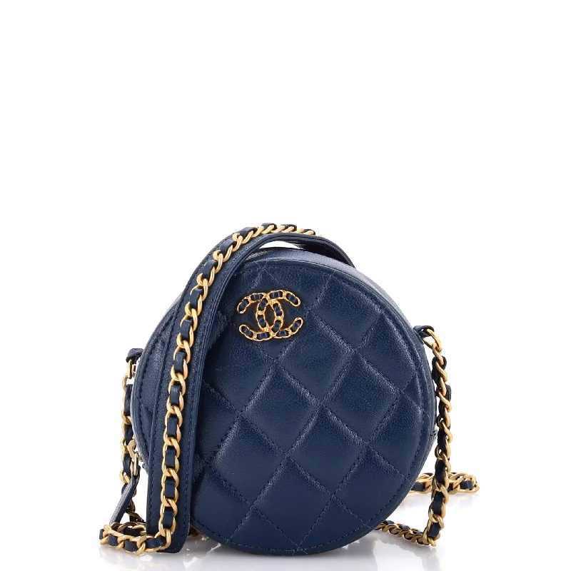 Retro Lovers Chain Infinity Round Clutch with Chain Quilted Lambskin