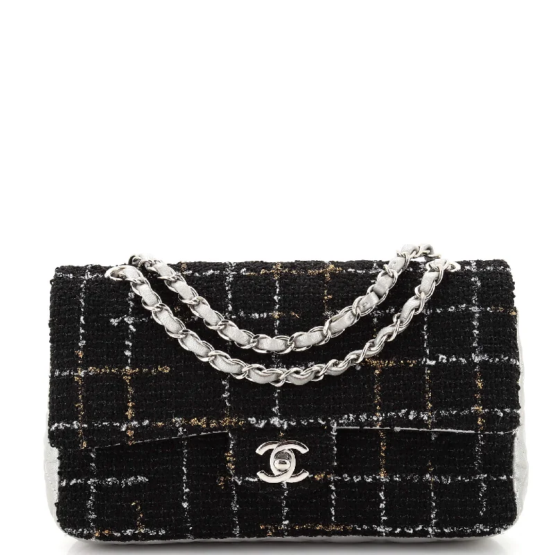 Festive Holiday Gift Bags Classic Double Flap Bag Tweed and Quilted Lambskin Medium
