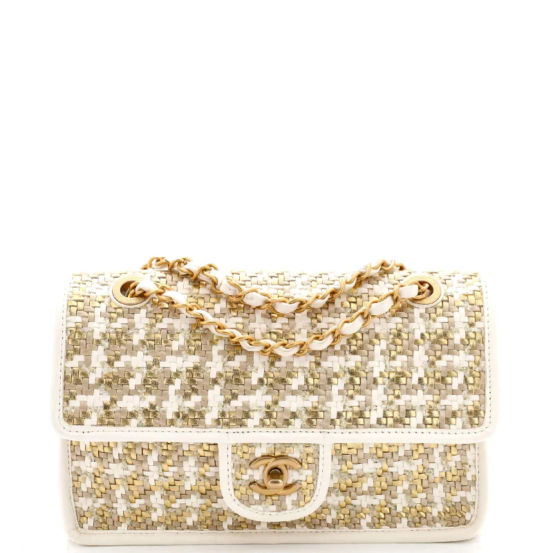 Handbag For Fashion Classic Single Flap Bag Woven Lambskin and Viscose Small