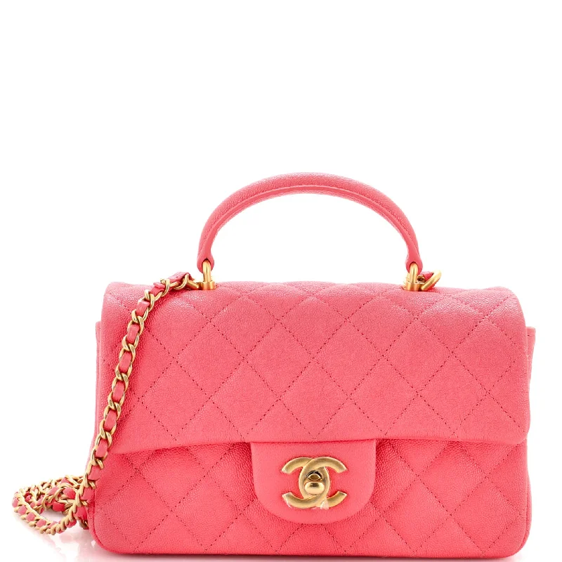 Tote Bag For Office Use Classic Single Flap Top Handle Bag Quilted Caviar Mini