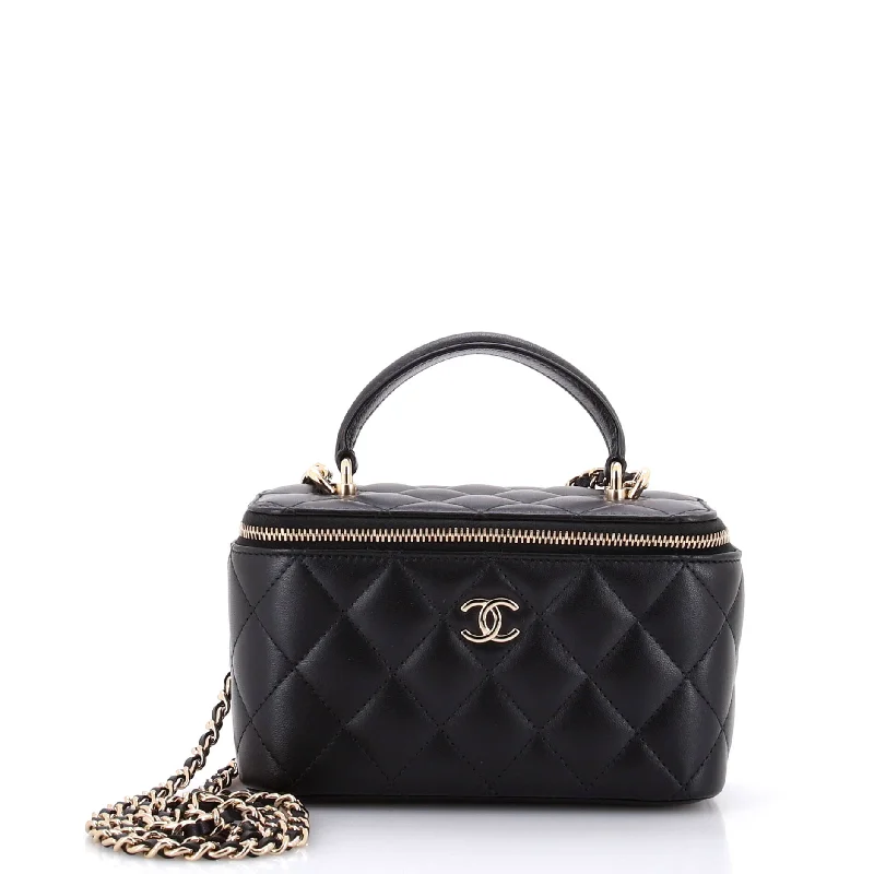 Stylish Bags For Fashion Bloggers With Promotions Classic Top Handle Vanity Case with Chain Quilted Lambskin Small Stylish Bags For Fashion Bloggers With Promotions Classic Top Handle Vanity Case with Chain Quilted Lambskin Small