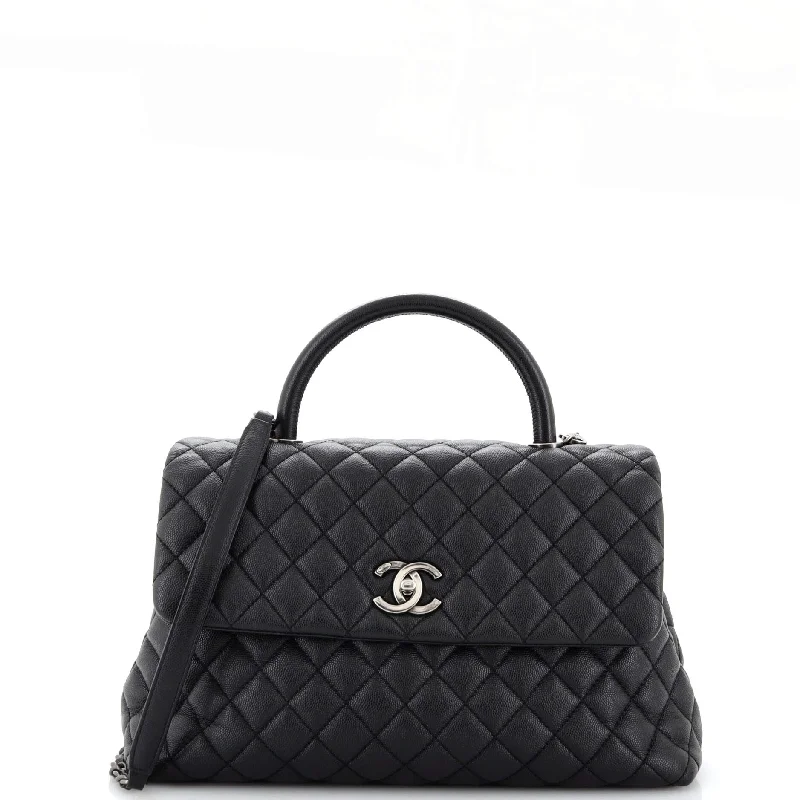 Luxury Bags For Professionals With Discounts Coco Top Handle Bag Quilted Caviar Medium Luxury Bags For Professionals With Discounts Coco Top Handle Bag Quilted Caviar Medium