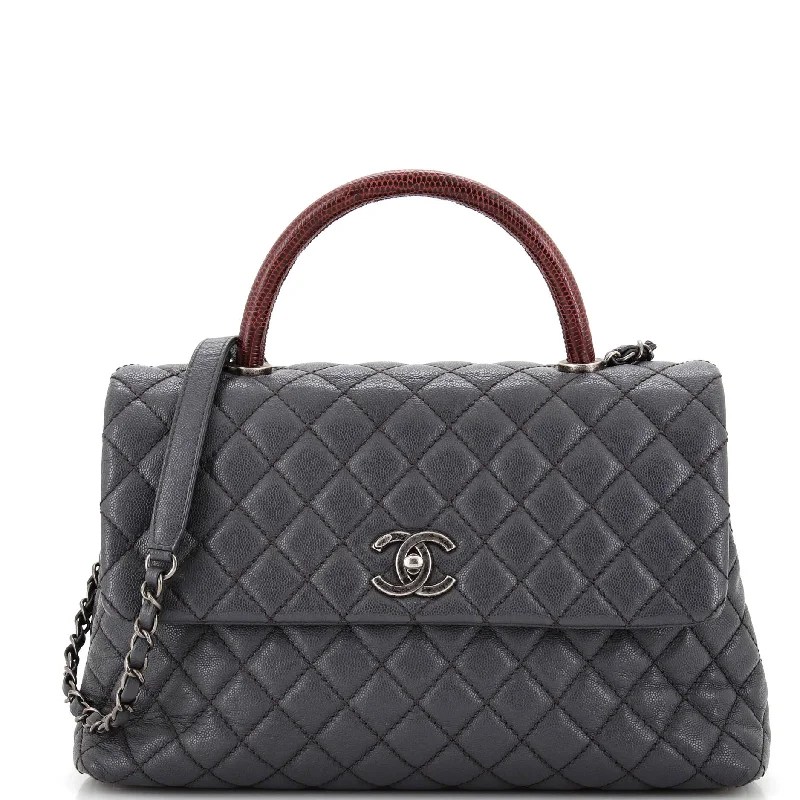 Genuine Bags On Clearance Sale Coco Top Handle Bag Quilted Caviar with Lizard Medium Genuine Bags On Clearance Sale Coco Top Handle Bag Quilted Caviar with Lizard Medium