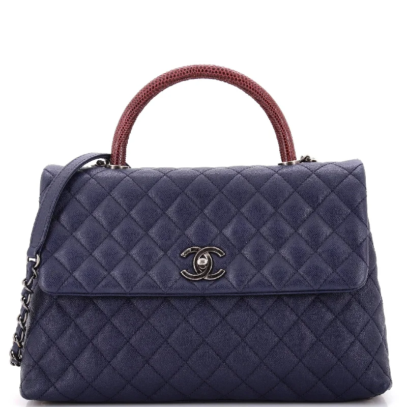 Chic Bags For Office Professionals And Urban Dwellers Coco Top Handle Bag Quilted Caviar with Lizard Medium Chic Bags For Office Professionals And Urban Dwellers Coco Top Handle Bag Quilted Caviar with Lizard Medium