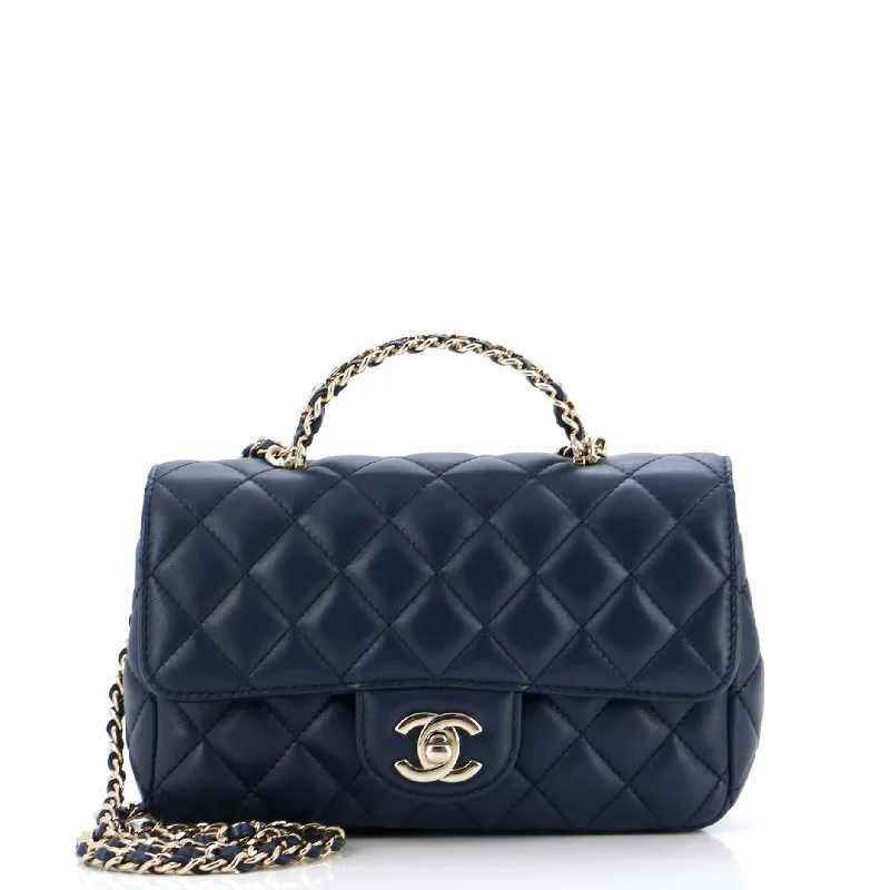 Bags For Sporty And Athletic Styles Crystal Chain Flap Top Handle Bag Quilted Lambskin Small Bags For Sporty And Athletic Styles Crystal Chain Flap Top Handle Bag Quilted Lambskin Small