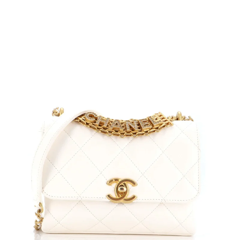 Cyber Monday Discounts On Bags Crystal Logo Letters Chain Handle Flap Bag Quilted Lambskin Mini Cyber Monday Discounts On Bags Crystal Logo Letters Chain Handle Flap Bag Quilted Lambskin Mini