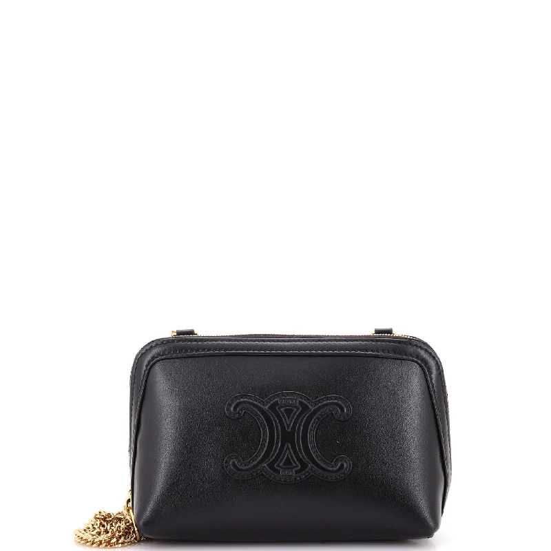 Handbag For Fashion Cuir Triomphe Zip Around Chain Clutch Leather