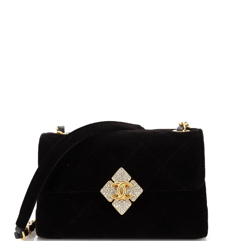 Cyber Monday Discounts On Bags Diamond Lock CC Flap Bag Quilted Velvet with Crystals Mini Cyber Monday Discounts On Bags Diamond Lock CC Flap Bag Quilted Velvet with Crystals Mini
