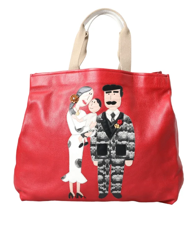 Luxury Seekers Dolce & Gabbana  Leather #DGFamily Patch Shopping Tote Women's Bag