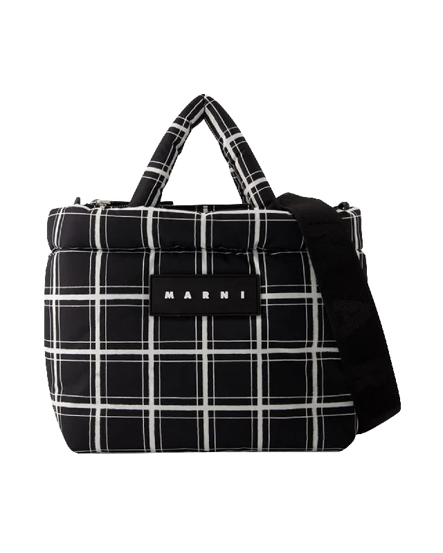 Festive Holiday Gift Bags Ew Nylon Print Tote Bag - Marni - Leather - Black